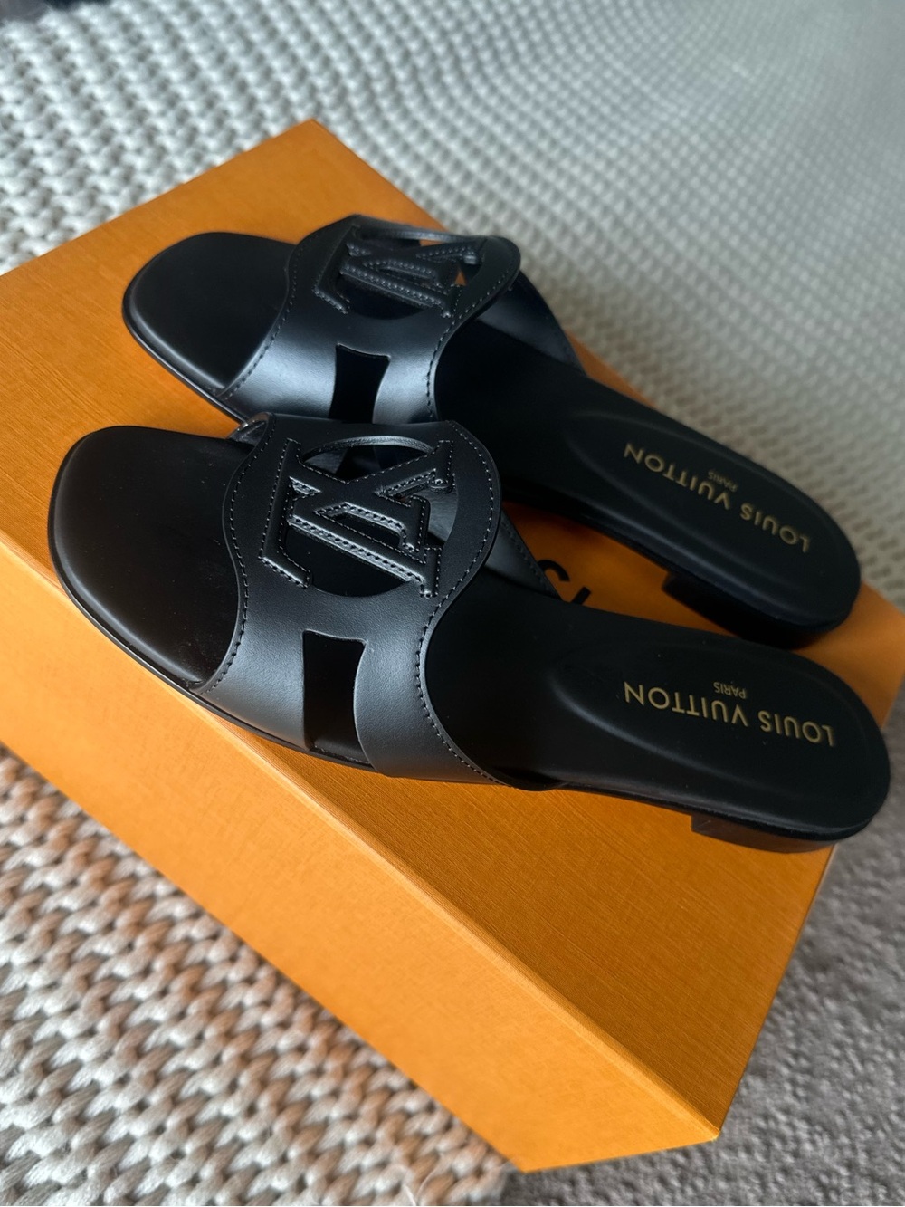 Louis Vuitton Black Isola Flat Mule